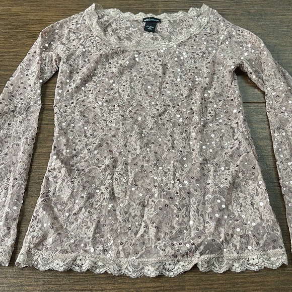 Moda International Rose Gold Lacy Sequin Top - Picture 2 of 12